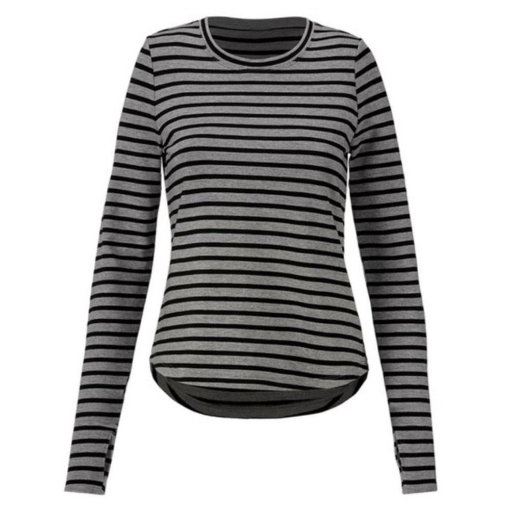CAbi Pivot Striped Print Long Sleeves Tee Shirt Sz S